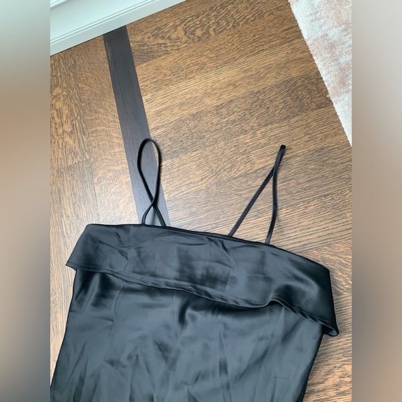 ESSENTIALS BY ABS Long Floor length Satin Black Gown Size 12 Brand New - Picture 3 of 13